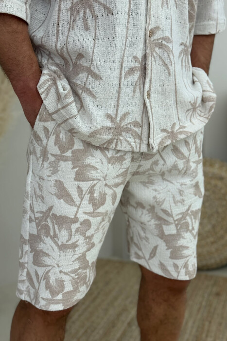 SHORT SLEEVES SHIRT+SHORTS DESIGNS MEN SET BEIGE/BEZHE - 4
