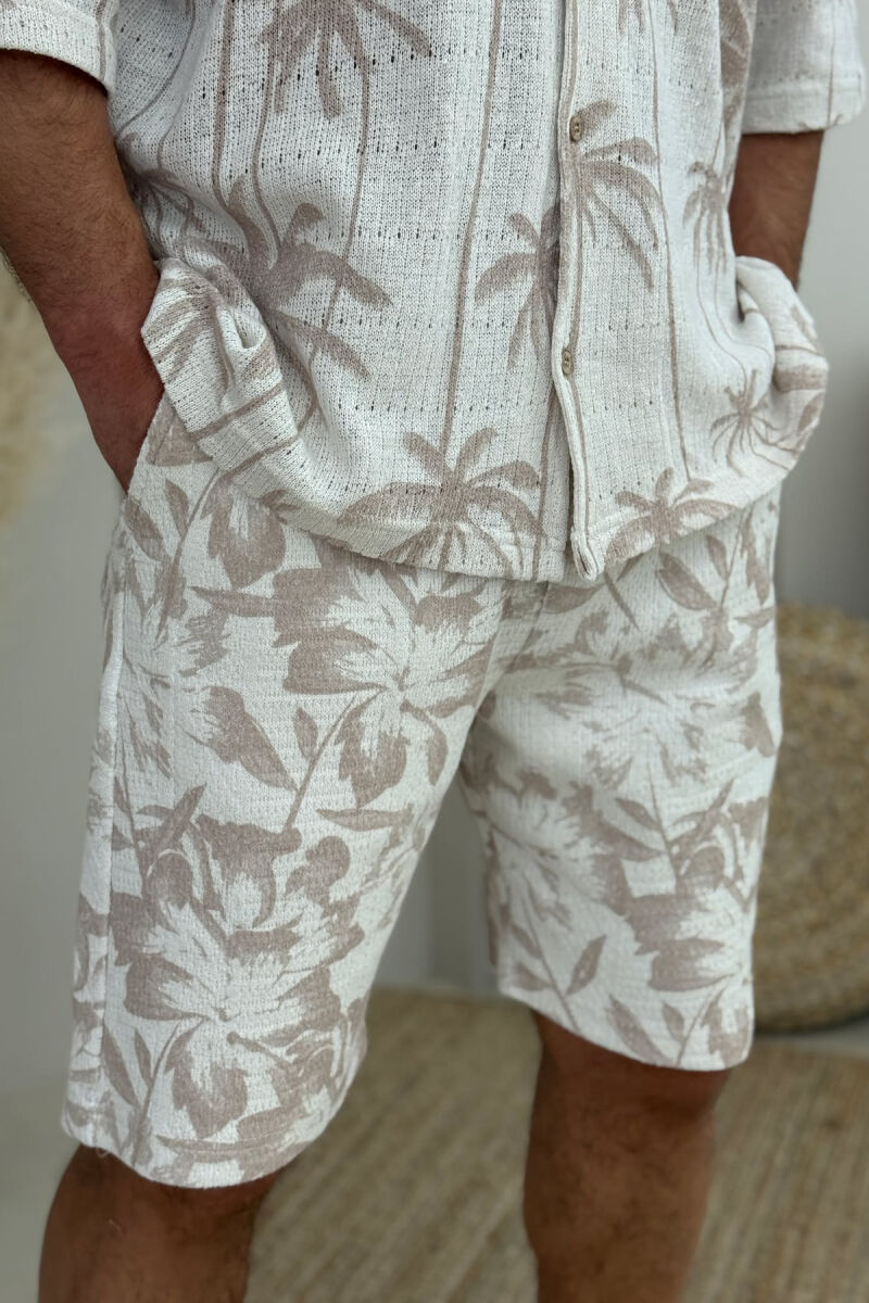 SHORT SLEEVES SHIRT+SHORTS DESIGNS MEN SET BEIGE/BEZHE - 4