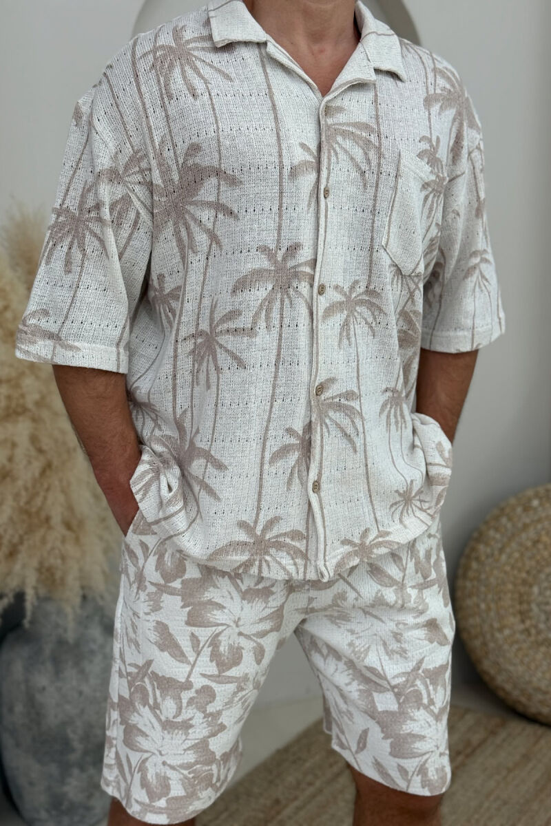 SHORT SLEEVES SHIRT+SHORTS DESIGNS MEN SET BEIGE/BEZHE - 5