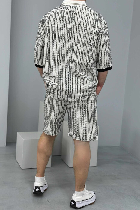SHORT SLEEVES SHIRT+TROUSERS DESIGNED MEN SET BLACK-CREAM/ZEKR - 2