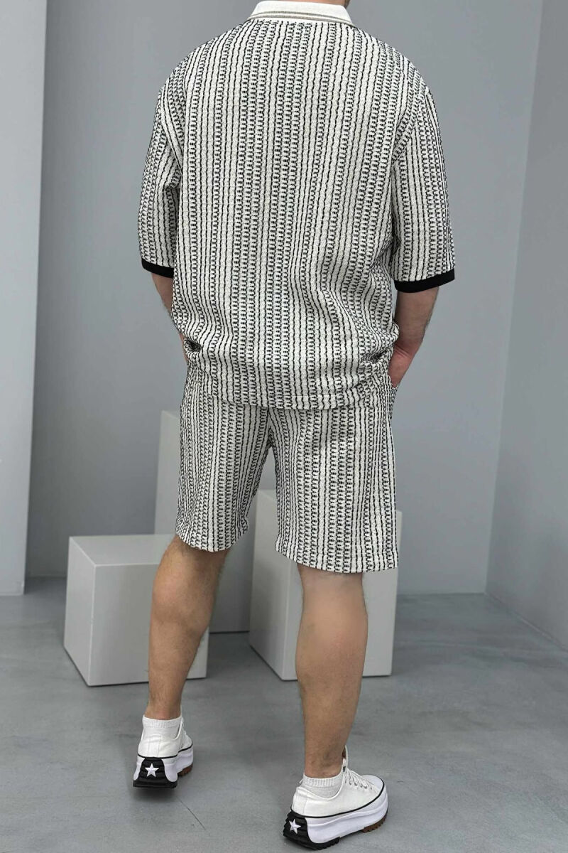 SHORT SLEEVES SHIRT+TROUSERS DESIGNED MEN SET BLACK-CREAM/ZEKR - 2