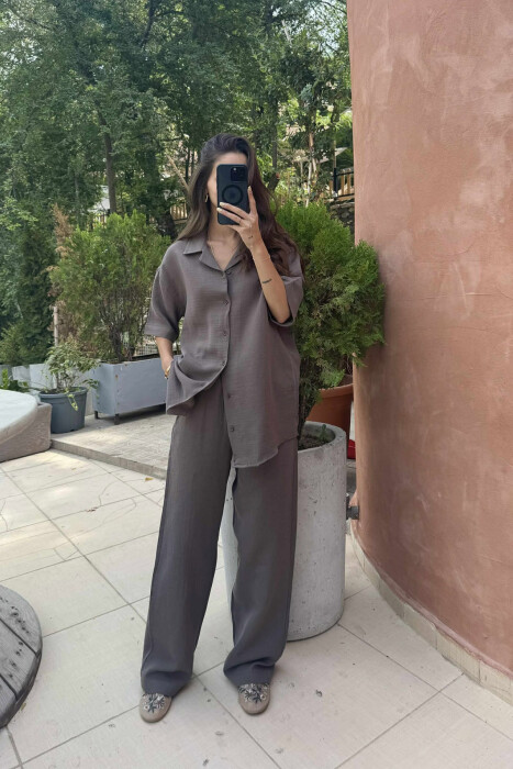 SHORT SLEEVES SHIRT+TROUSERS WOMEN SET OLIVE/ULLI - 1