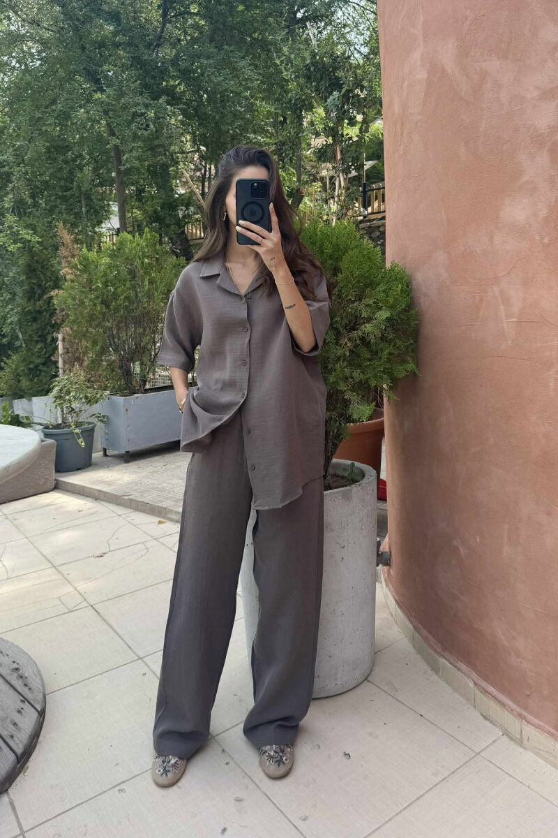 SHORT SLEEVES SHIRT+TROUSERS WOMEN SET OLIVE/ULLI - 1