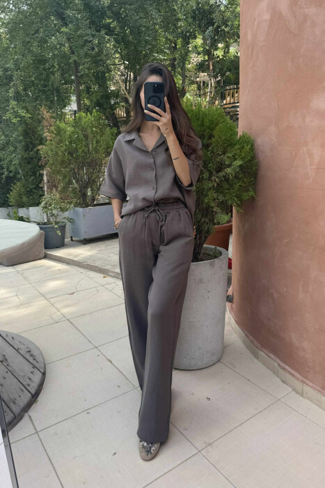 SHORT SLEEVES SHIRT+TROUSERS WOMEN SET OLIVE/ULLI - 2