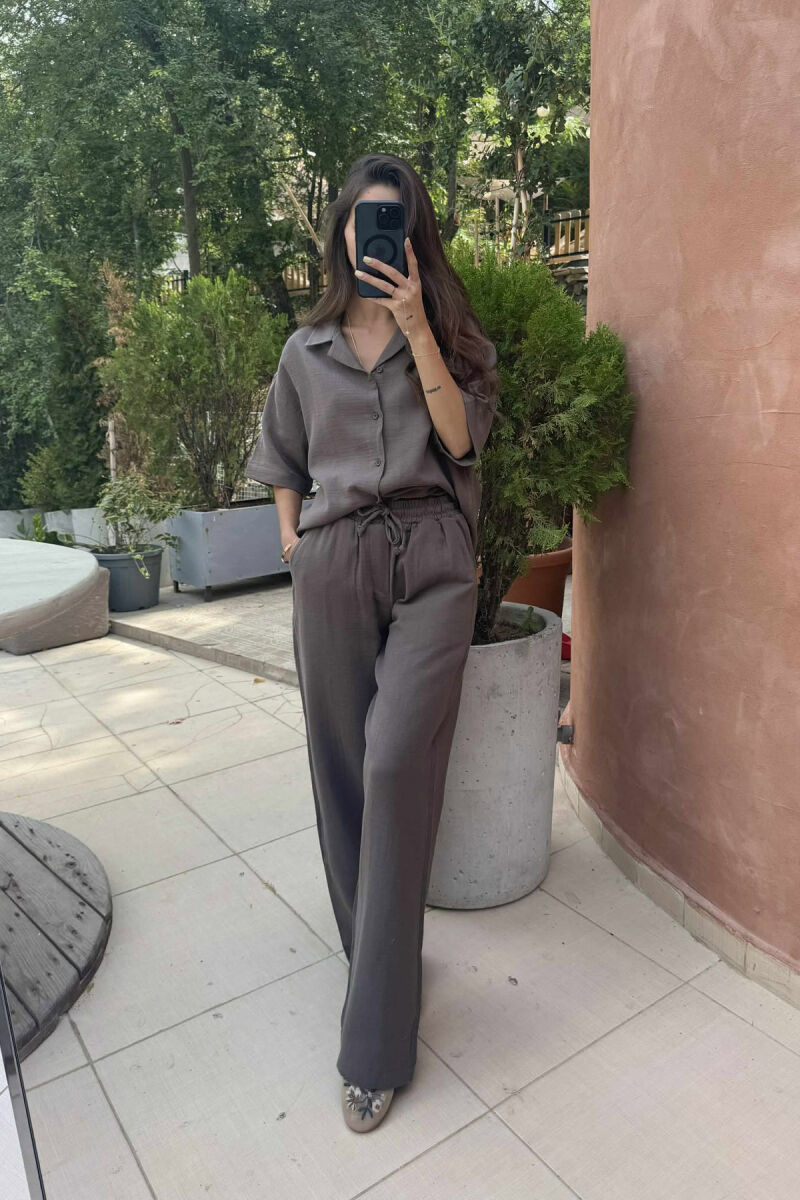 SHORT SLEEVES SHIRT+TROUSERS WOMEN SET OLIVE/ULLI - 2