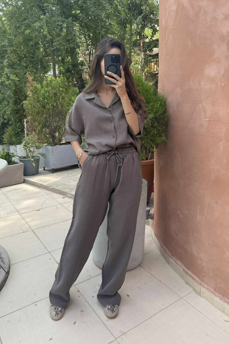 SHORT SLEEVES SHIRT+TROUSERS WOMEN SET OLIVE/ULLI - 3