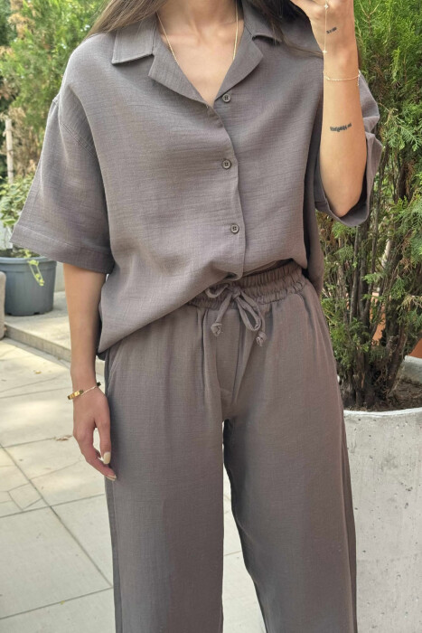 SHORT SLEEVES SHIRT+TROUSERS WOMEN SET OLIVE/ULLI - 5