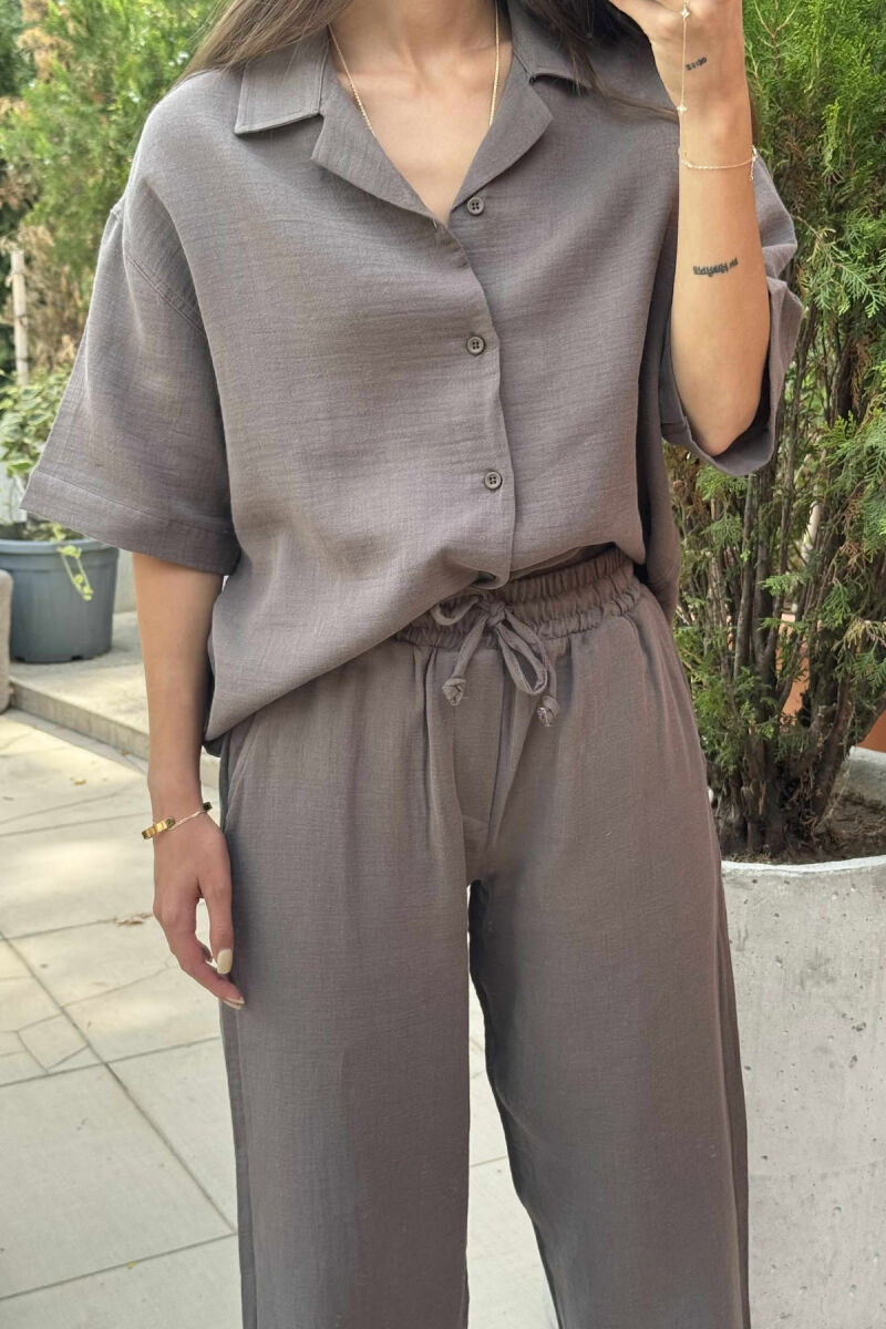 SHORT SLEEVES SHIRT+TROUSERS WOMEN SET OLIVE/ULLI - 5