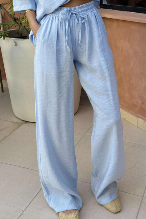 SHORT SLEEVES SHIRT+TROUSERS ONE COLOR WOMEN SET BABY BLUE/BLU BY - 3