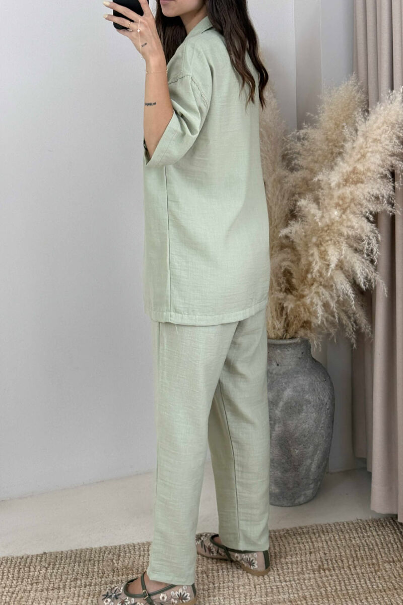 SHORT SLEEVES SHIRT+TROUSERS ONE COLOR WOMEN SET MINT/MENTE - 4
