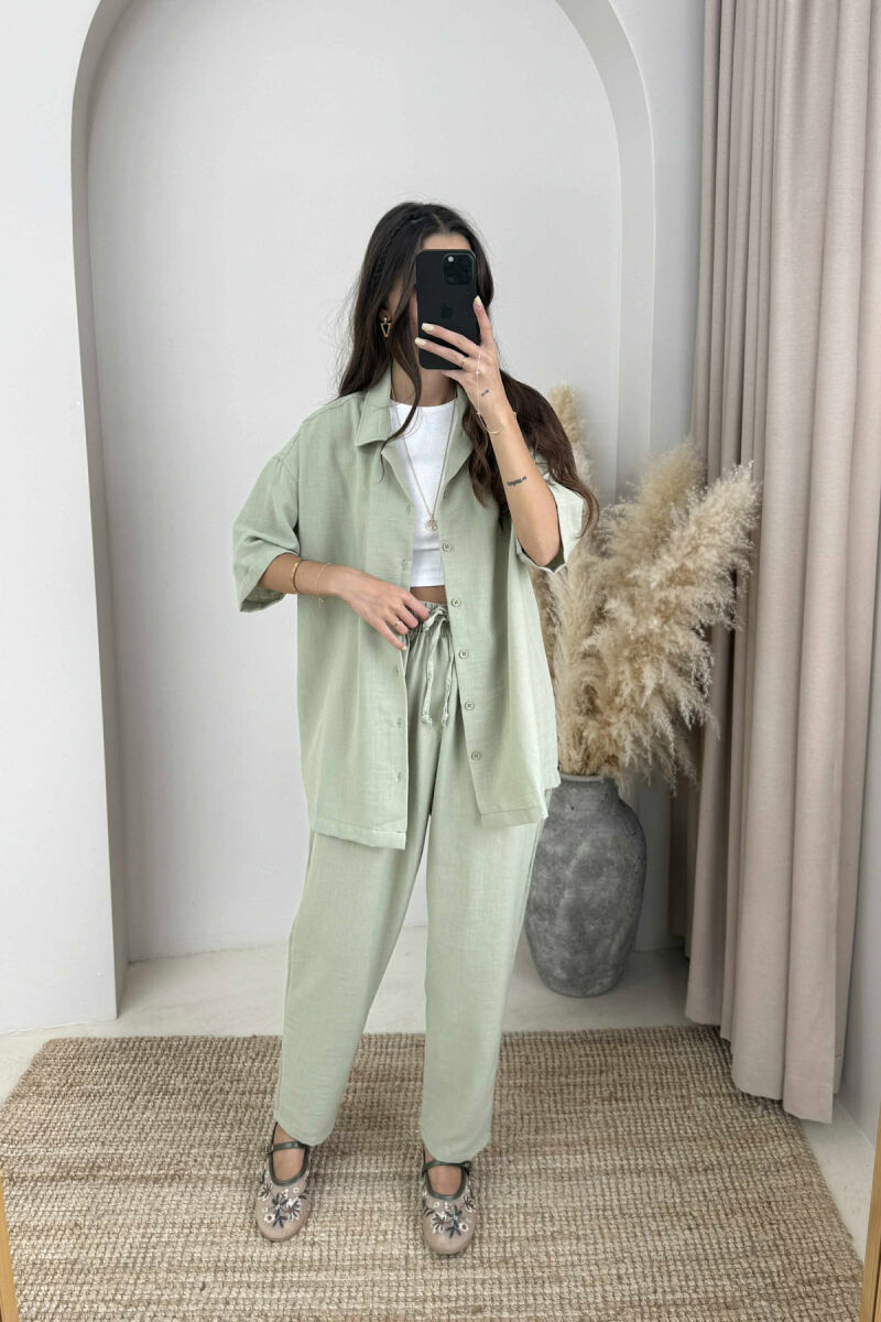 SHORT SLEEVES SHIRT+TROUSERS ONE COLOR WOMEN SET MINT/MENTE - 2