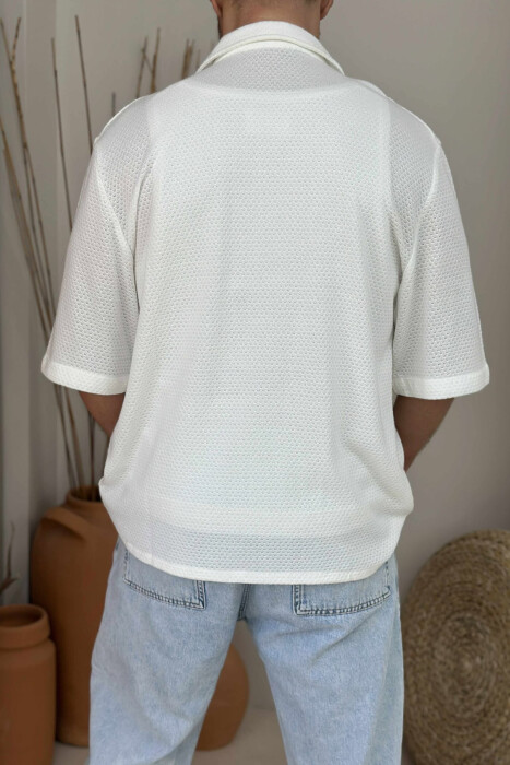 SHORT SLEEVES SIMPLE MEN SHIRT WHITE-E BARDHE - 2