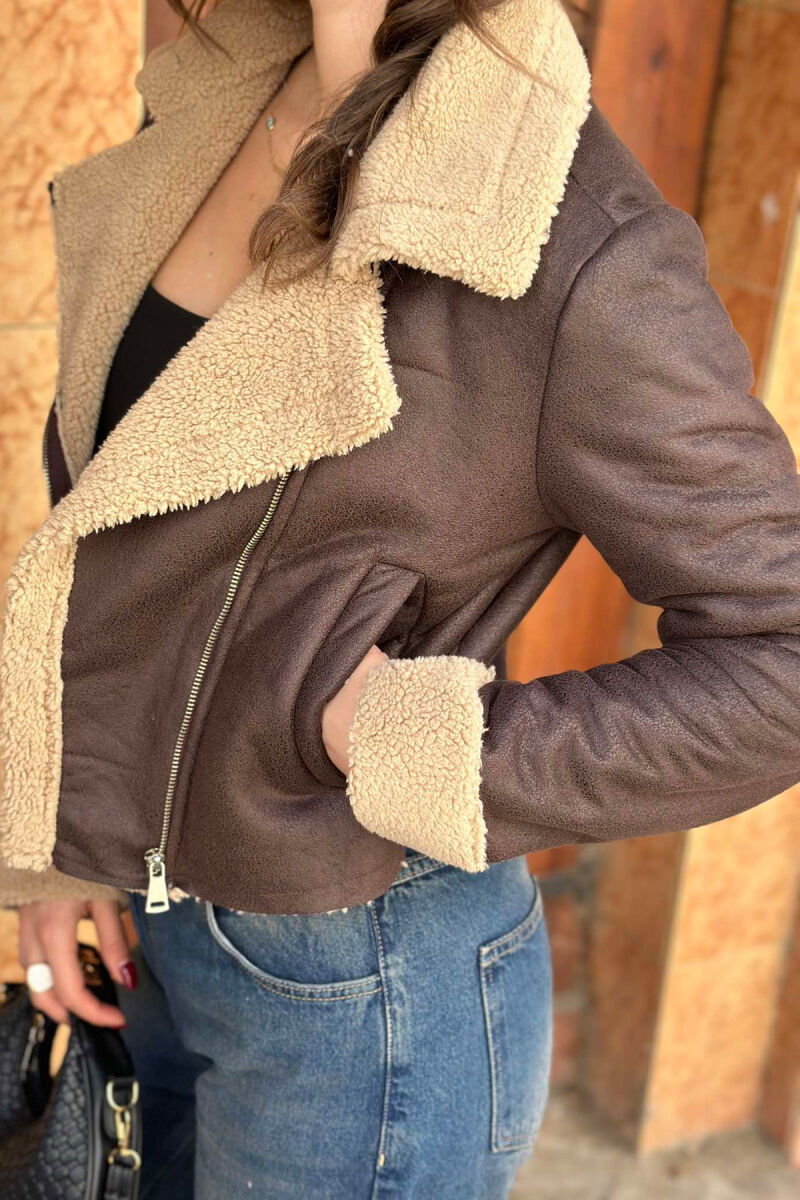 SHORT WOMEN JACKET BROWN/KAFE - 2