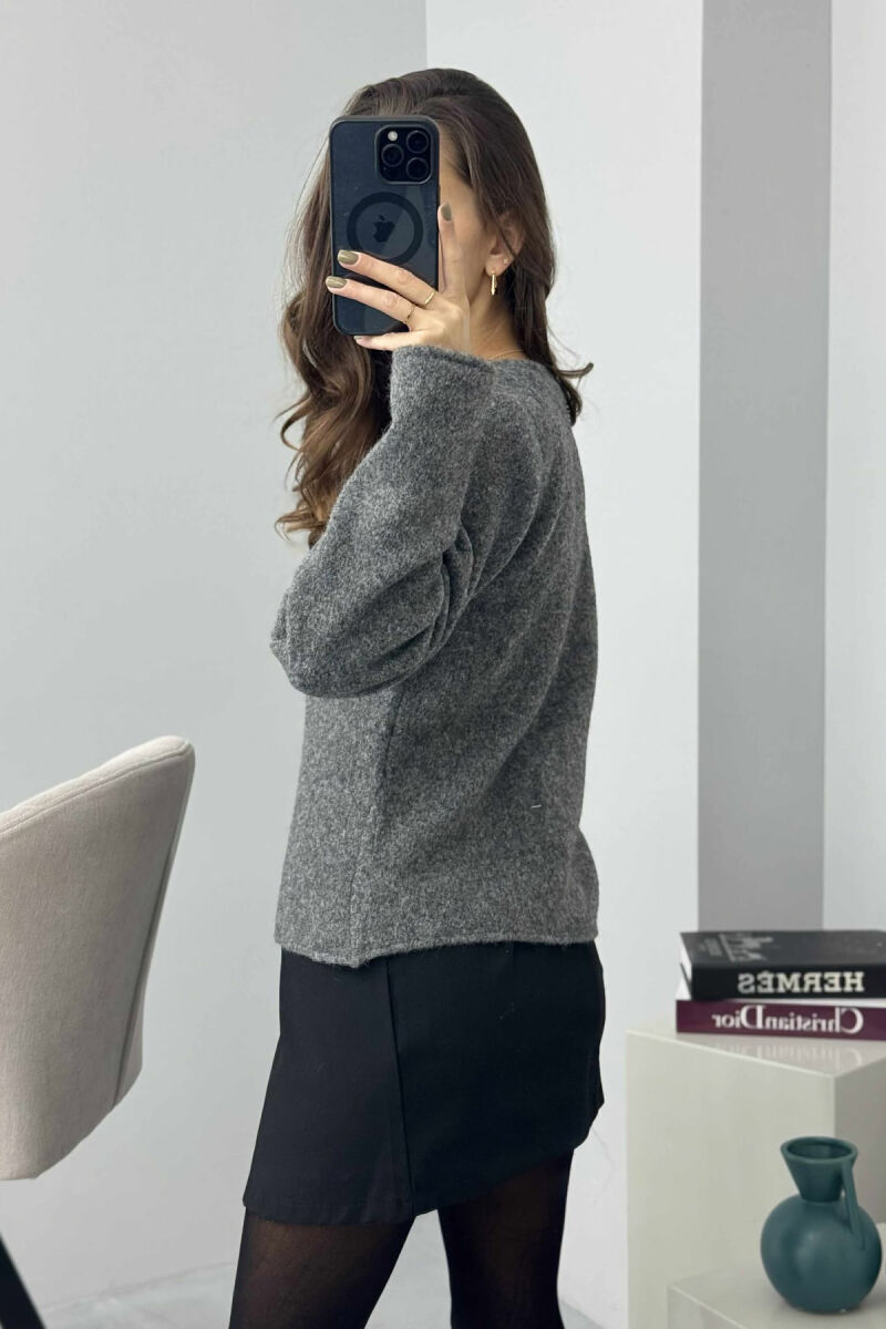 SIDE BUTTONED ONE COLOR WOMEN CARDIGAN GREY/GRI - 3