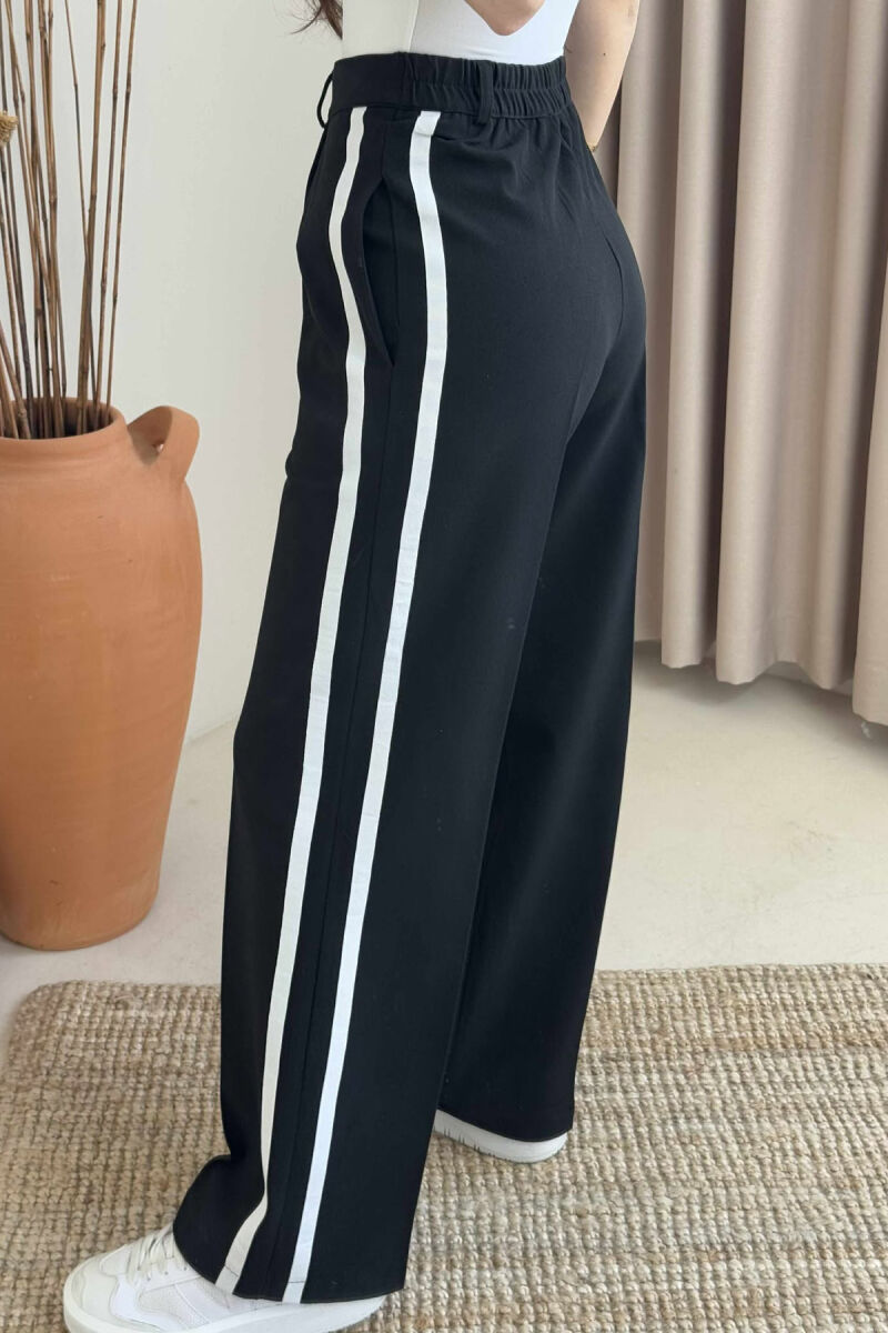 SIDE LINE DESIGN SEMI ELASTIC WOMEN TROUSERS BLACK/ E ZEZE - 5