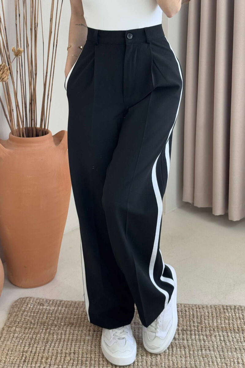 SIDE LINE DESIGN SEMI ELASTIC WOMEN TROUSERS BLACK/ E ZEZE - 6