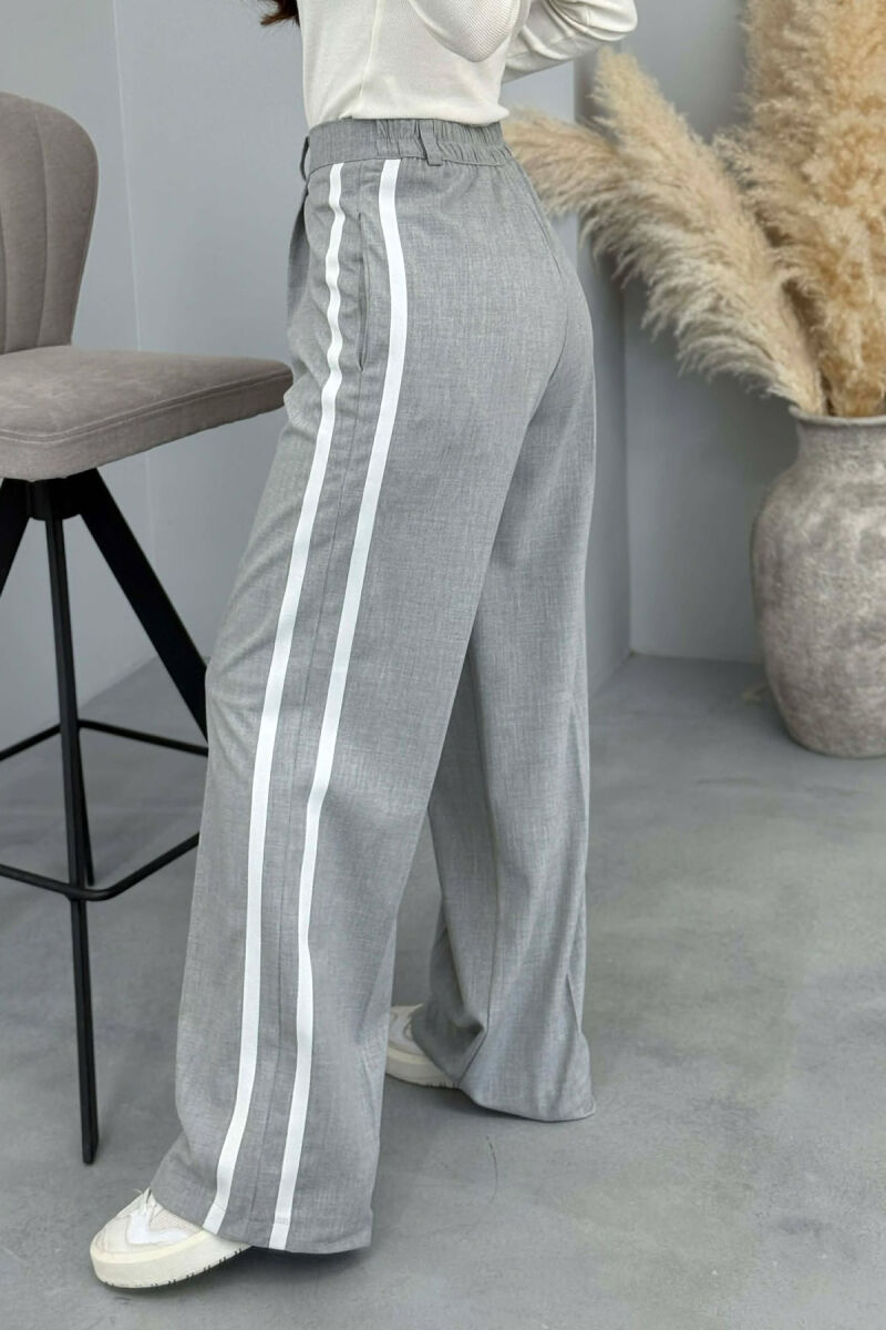 SIDE LINE DESIGN SEMI ELASTIC WOMEN TROUSERS LIGHT GREY/GZ - 4
