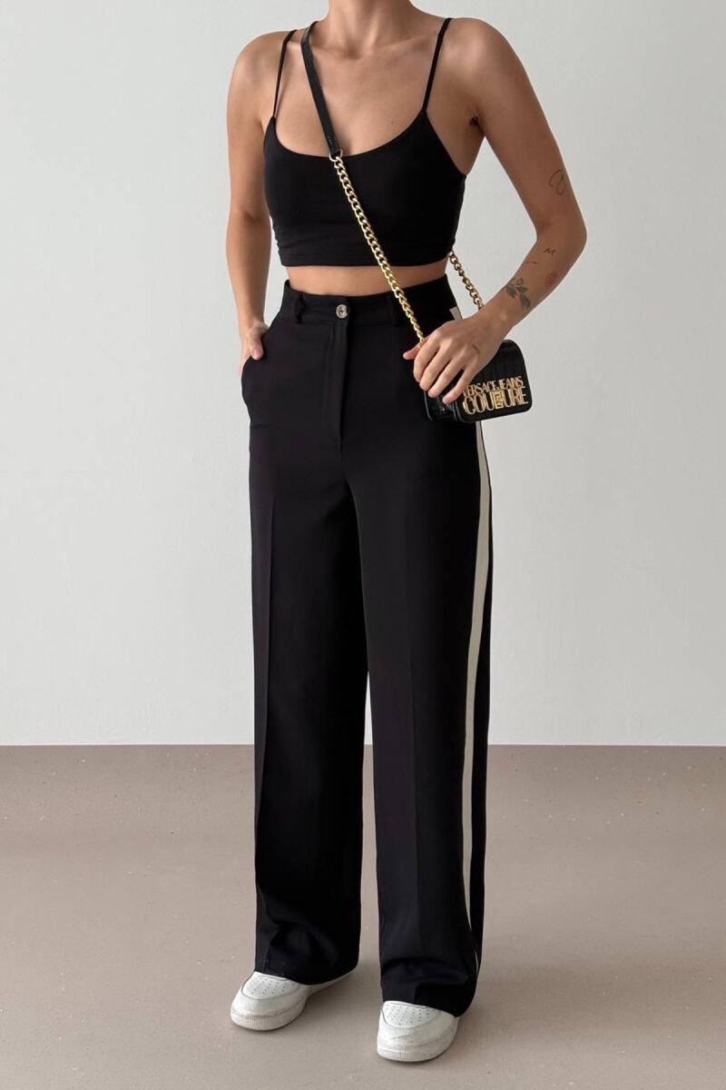SIDE LINE DESIGN WOMEN TROUSERS BLACK/ E ZEZE - 1