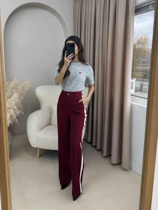 SIDE LINE DESIGN WOMEN TROUSERS BURGUNDY/VISHNJE 