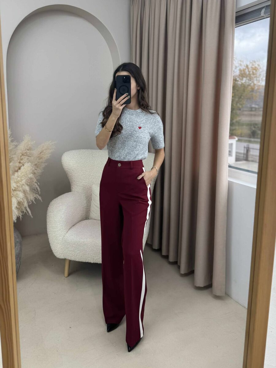 SIDE LINE DESIGN WOMEN TROUSERS BURGUNDY/VISHNJE - 1
