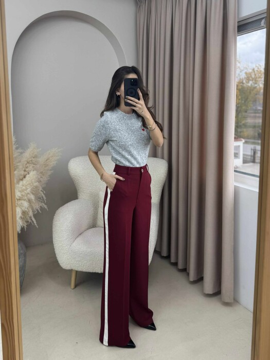 SIDE LINE DESIGN WOMEN TROUSERS BURGUNDY/VISHNJE - 3