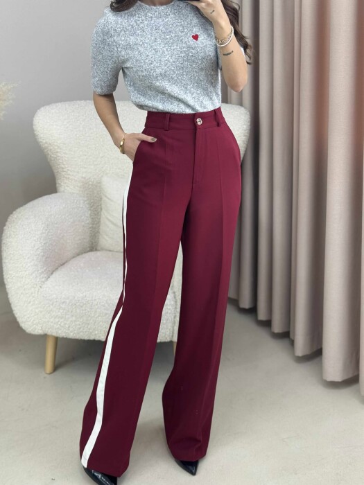 SIDE LINE DESIGN WOMEN TROUSERS BURGUNDY/VISHNJE - 4