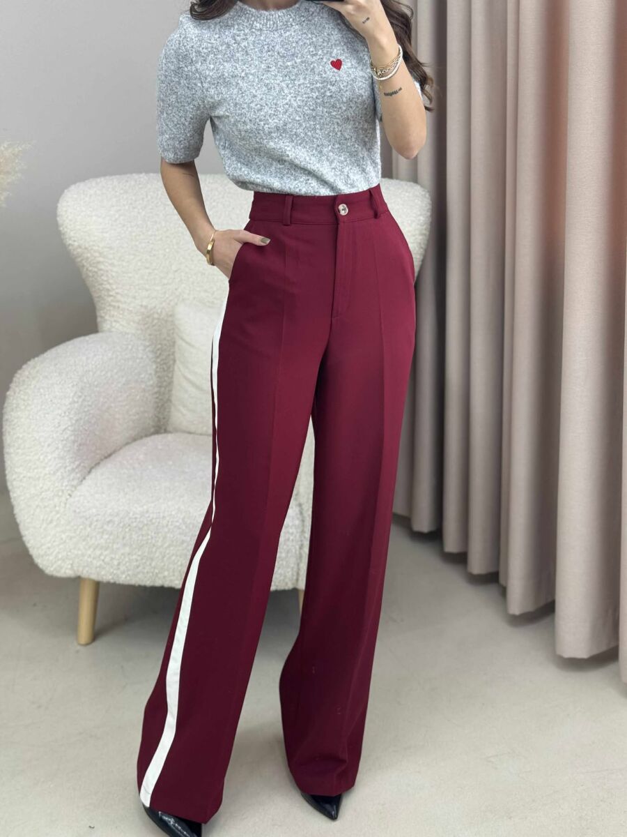 SIDE LINE DESIGN WOMEN TROUSERS BURGUNDY/VISHNJE - 4
