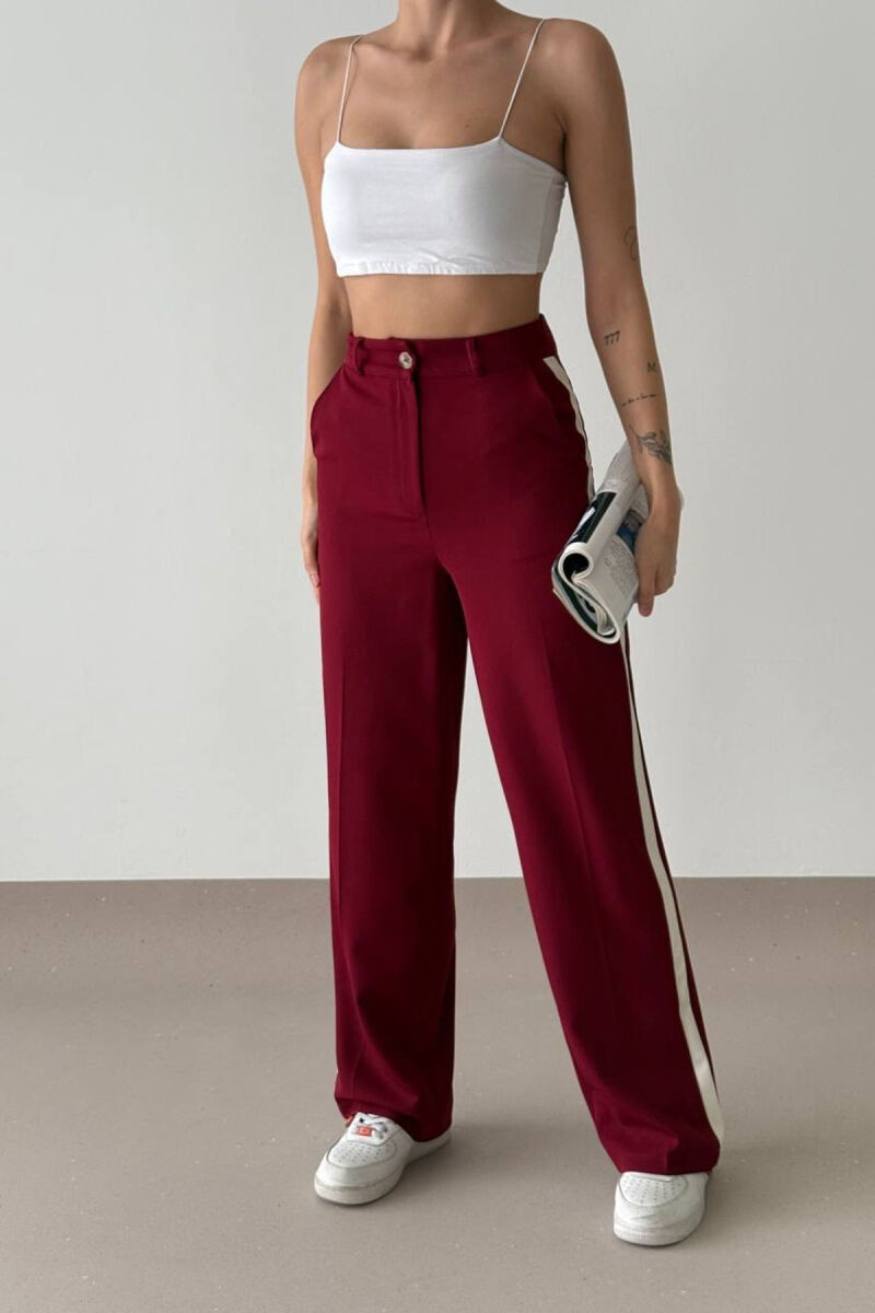 SIDE LINE DESIGN WOMEN TROUSERS BURGUNDY/VISHNJE - 5