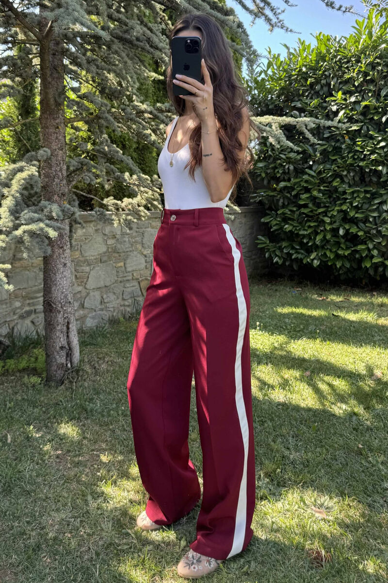 SIDE LINE DESIGN WOMEN TROUSERS BURGUNDY/VISHNJE - 2