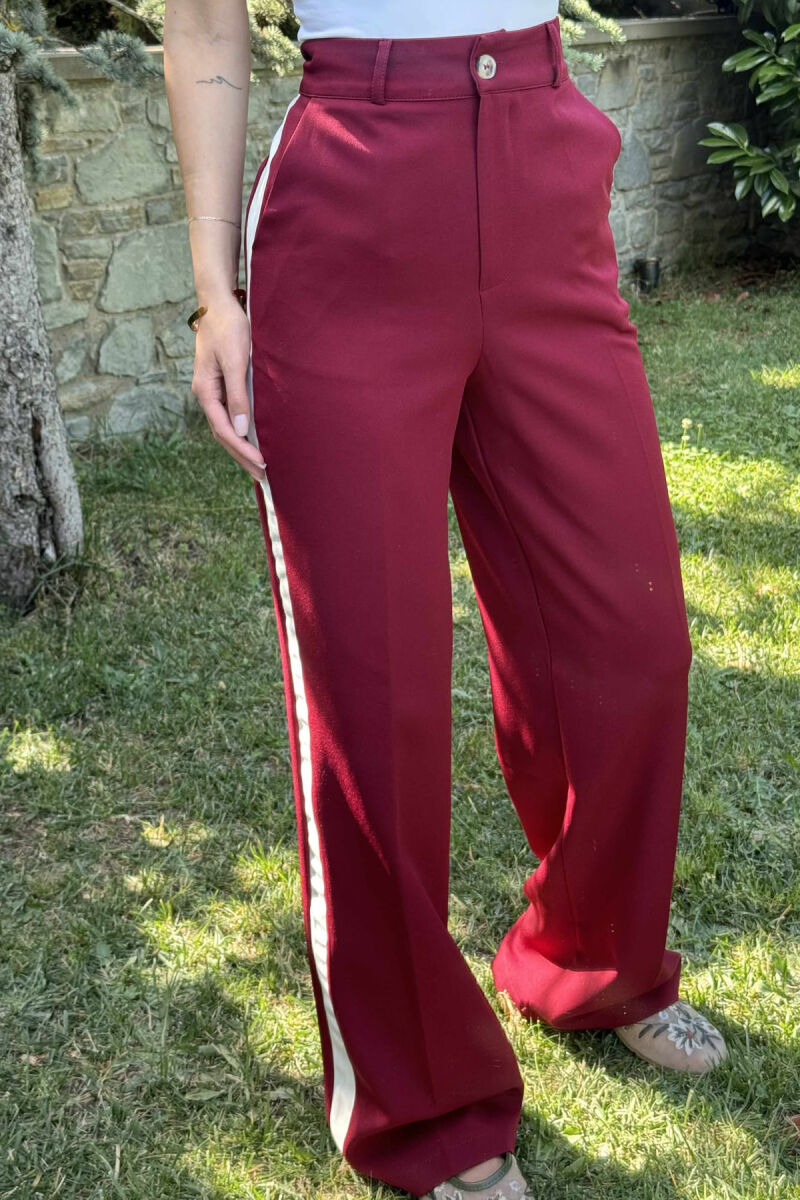 SIDE LINE DESIGN WOMEN TROUSERS BURGUNDY/VISHNJE - 3