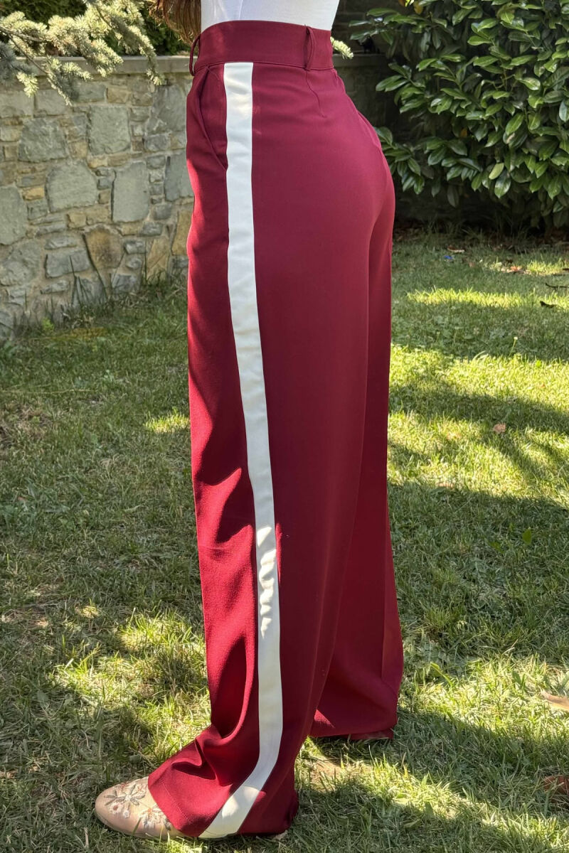 SIDE LINE DESIGN WOMEN TROUSERS BURGUNDY/VISHNJE - 4