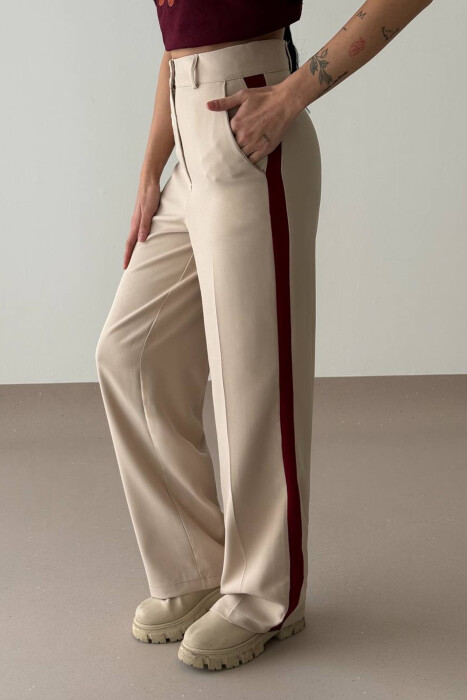 SIDE LINE DESIGN WOMEN TROUSERS CREAM/KREM 