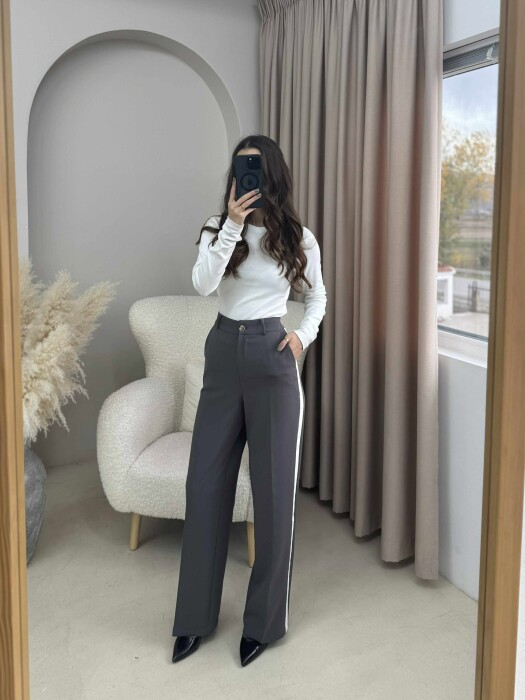 SIDE LINE DESIGN WOMEN TROUSERS GREY/GRI - 3