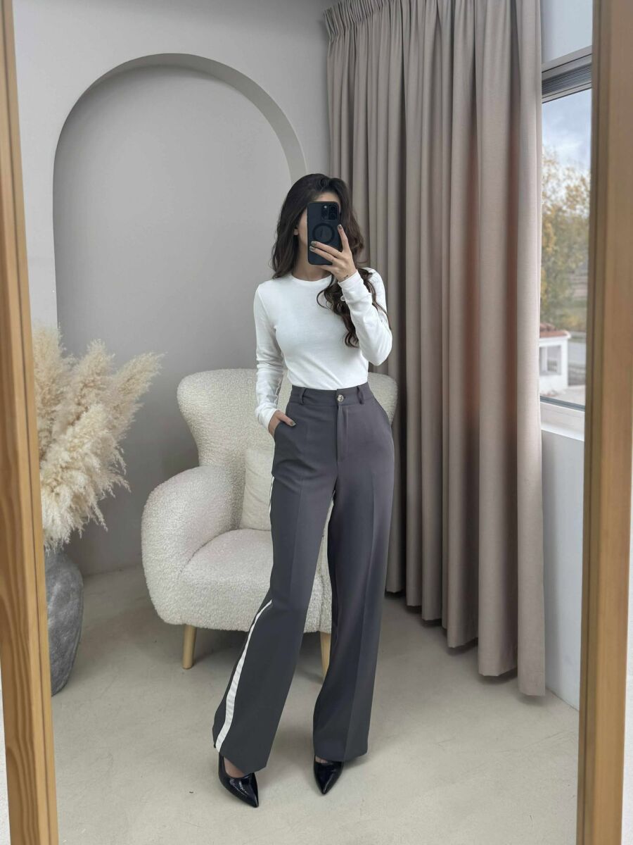 SIDE LINE DESIGN WOMEN TROUSERS GREY/GRI - 9