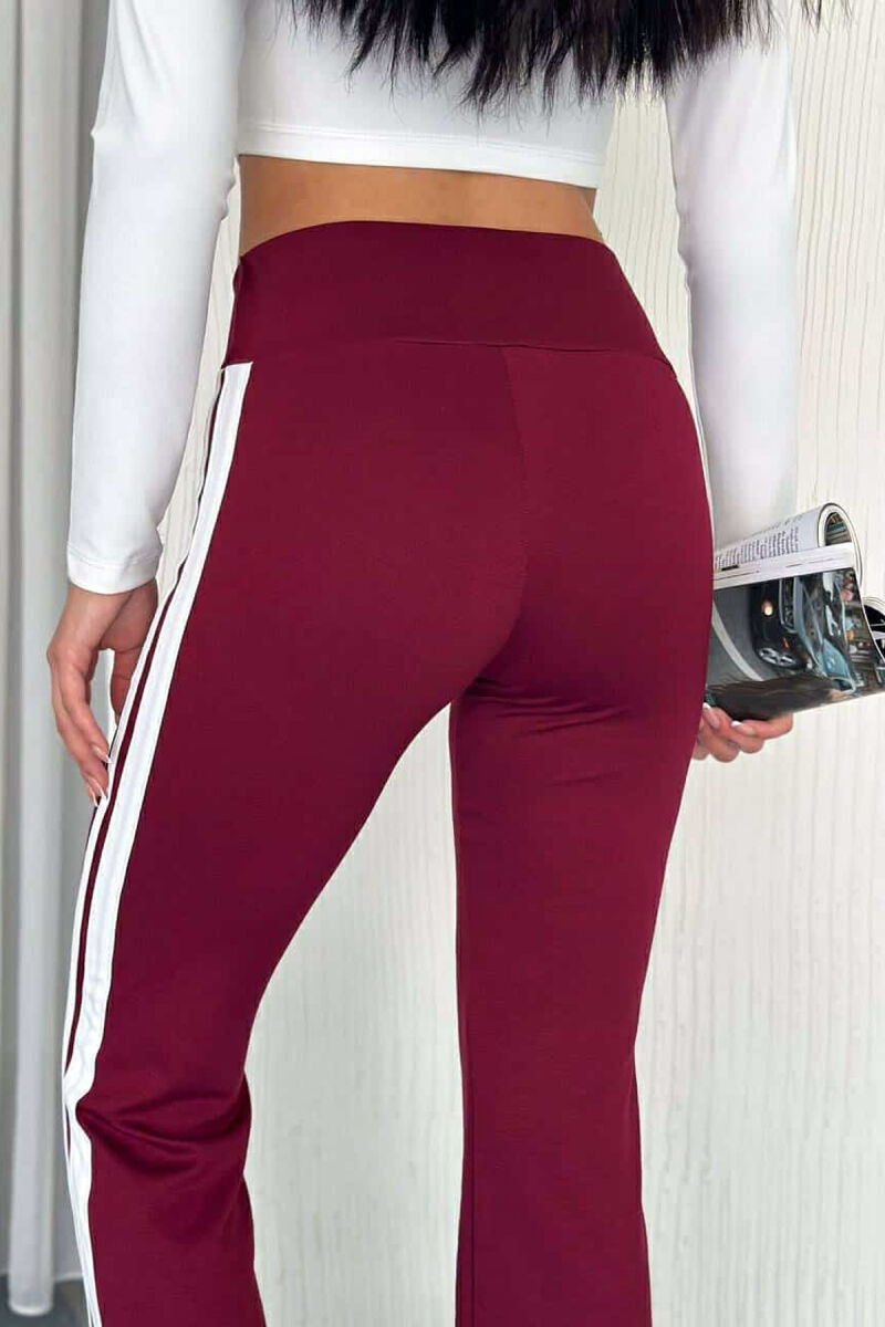 SIDE LINES SIMPLE WOMEN SWEATPANTS BURGUNDY/VISHNJE - 2