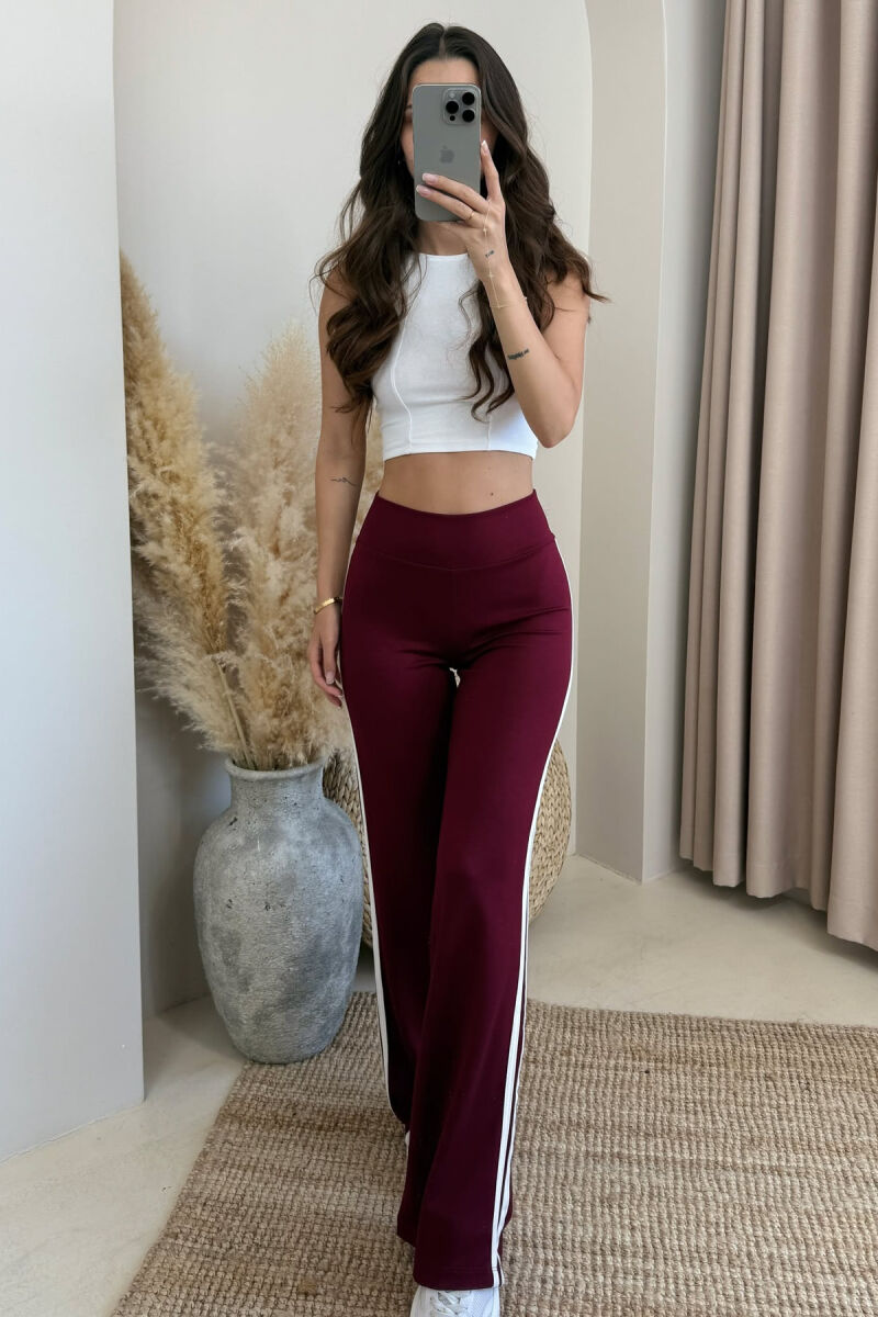 SIDE LINES SIMPLE WOMEN SWEATPANTS BURGUNDY/VISHNJE - 1