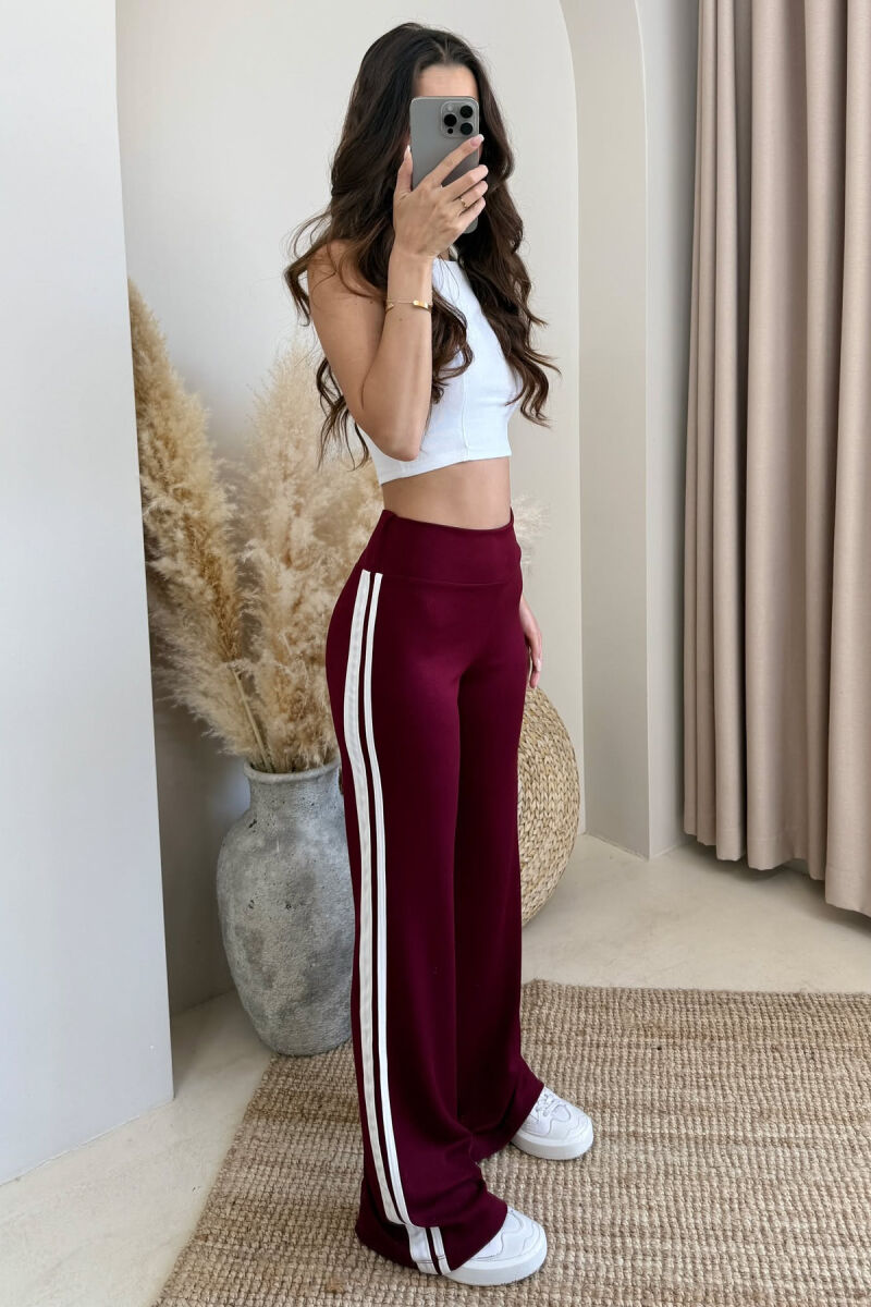 SIDE LINES SIMPLE WOMEN SWEATPANTS BURGUNDY/VISHNJE - 2
