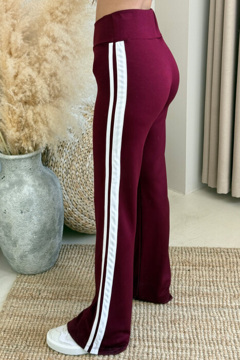 SIDE LINES SIMPLE WOMEN SWEATPANTS BURGUNDY/VISHNJE - 4