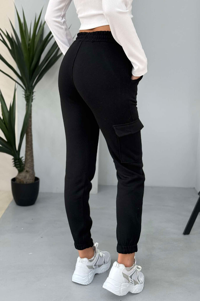 SIDE POCKET FLUFFY WOMEN SWEATPANTS BLACK/ E ZEZE - 3