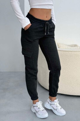 SIDE POCKET FLUFFY WOMEN SWEATPANTS DARK GREY/GEE 