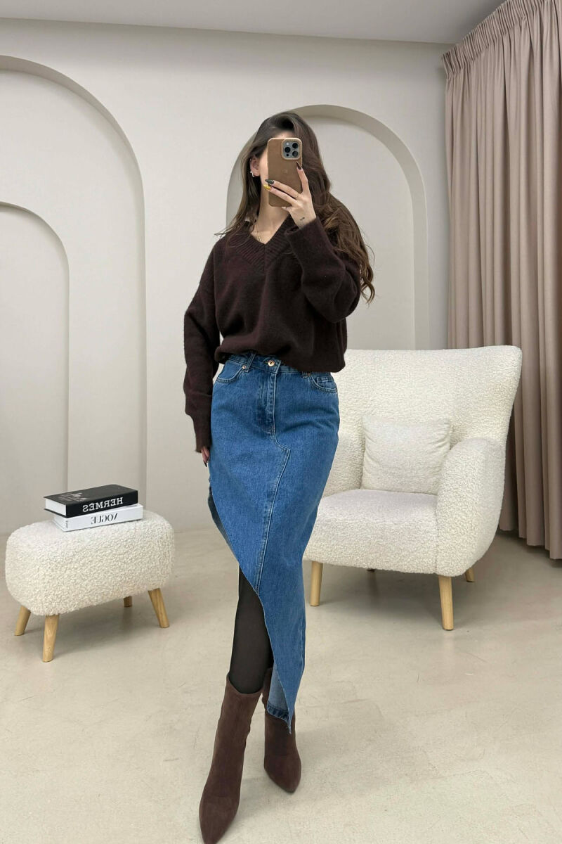 SIDE SPLIT SIMPLE WOMEN SKIRT BLUE/BLU - 2