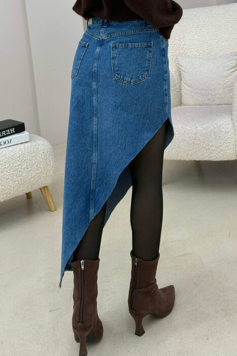 SIDE SPLIT SIMPLE WOMEN SKIRT BLUE/BLU - 5