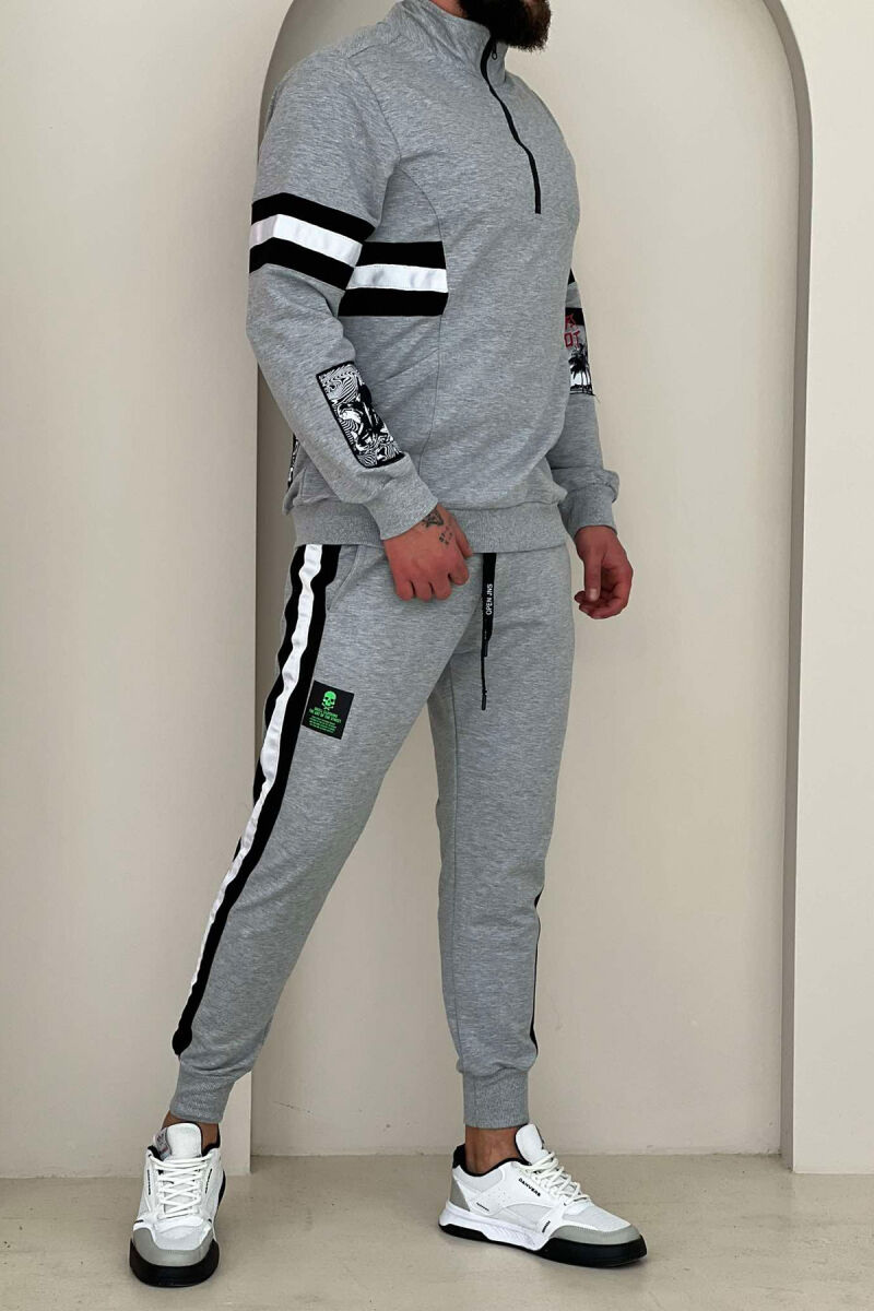 SIDE STRIPES SWEATSHIRT+SWEATPANTS MEN SET GREY/GRI - 5