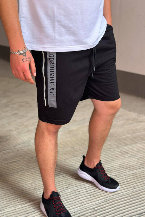 SIDE WRITTING MEN SHORTS BLACK/ E ZEZE - KLAUDIO FASHION