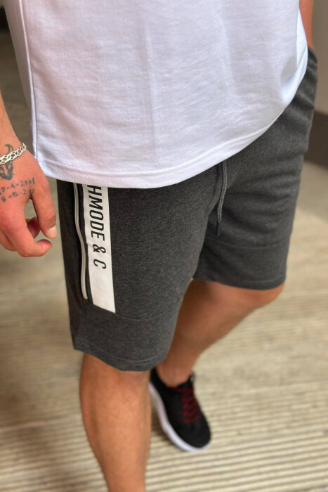 SIDE WRITTING MEN SHORTS DARK GREY/GEE - KLAUDIO FASHION