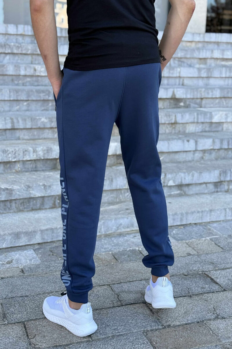 SIDE WRITTINGS FLUFFY MEN JOGGERS BLUE/BLU - 4