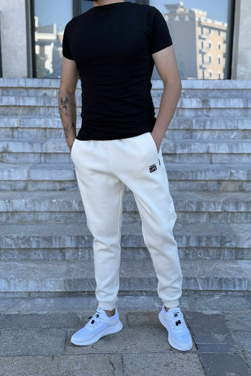 SIDE WRITTINGS FLUFFY MEN JOGGERS CREAM/KREM - 2
