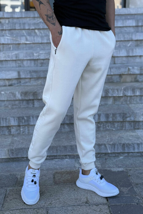 SIDE WRITTINGS FLUFFY MEN JOGGERS CREAM/KREM - 3