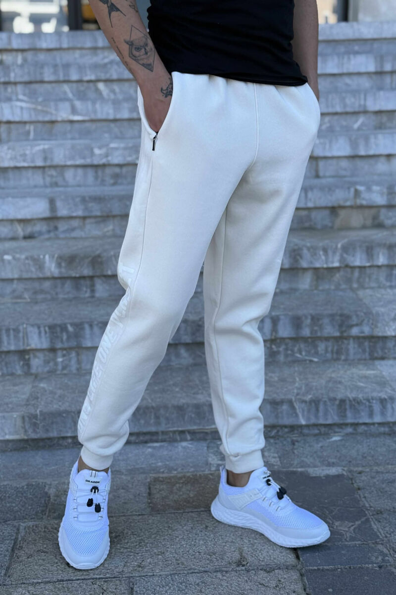 SIDE WRITTINGS FLUFFY MEN JOGGERS CREAM/KREM - 3
