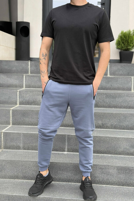 SIDE WRITTINGS SIMPLE MEN SWEATPANTS LIGHTBLUE/BZ - 1